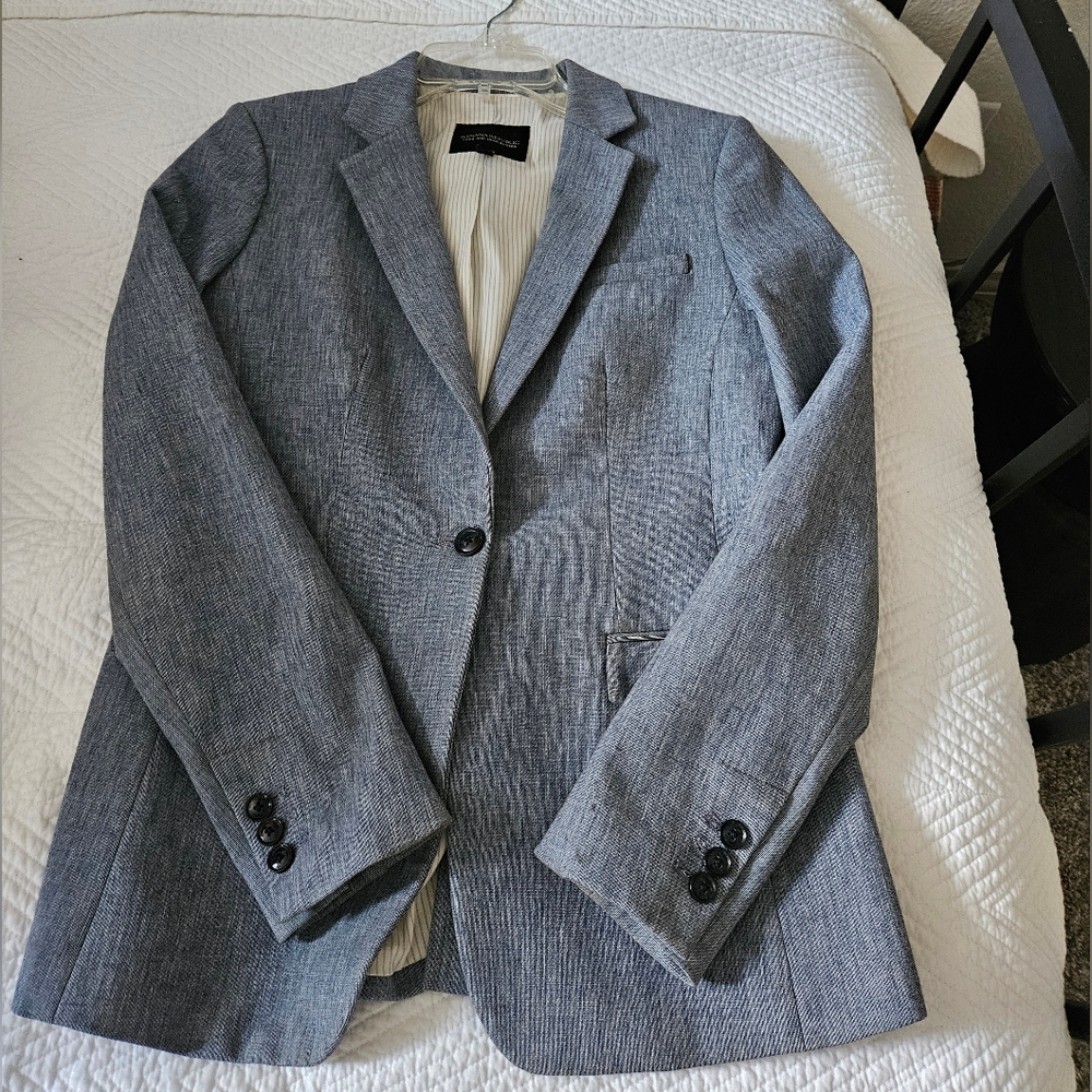 Banana Republic Gray Textured Single-Button Blazer